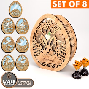 Panier de fichiers découpés au Laser de Pâques pour Pâques, découpe laser de porte-oeufs, fichier Svg laser de Pâques, fichier Glowforge de décoration de Pâques Cnc Dxf | #173