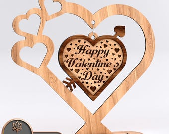 Svg Personalized Laser Cut File Valentine's Day 3D Layered Valentines Day, Glowforge Valentines Day Cut File Couple Gift Love | #165