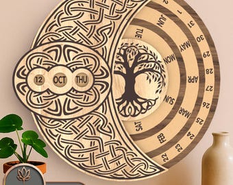 Perpetual Calendar Laser Cut File Svg, Wood Wall Decor Laser Cutting, Glowforge Xtool Lightburn Dxf Files | #219