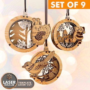 Archivos láser de adornos navideños Svg, archivos de corte láser de adornos navideños, archivo Glowforge de Navidad, decoración de corte láser, Svg 3D de Navidad / #149