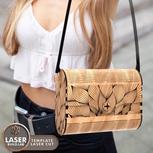 Archivos láser para bolsos elegantes, corte láser de carteras, bolso de mano de madera de moda cortado con láser, descarga digital SVG para bolsos, Glowforge Lightburn / #190