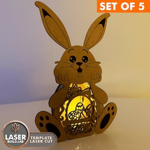 Osterhase Laterne Laser Cut Datei, Osterhase Dekor, Ostern Dxf, Cnc Ostern Dateien, 3D SVG Schattenbox, Laser Cut Laterne | #162