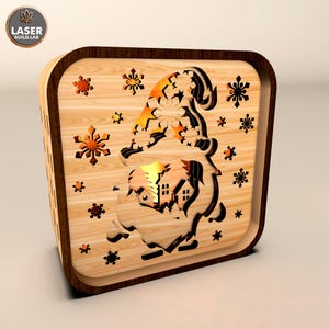 Gnome Shadow Box Laser Svg Christmas Decor Laser File, Candle Holder ...