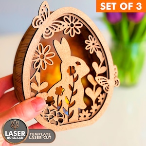 Fichier découpé au laser bougeoir oeuf de Pâques, Découpe laser pour lanterne, Caisson lumineux laser 3D Svg, Modèle laser forge à phosphore DXF | #181