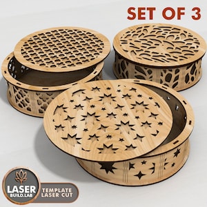Archivo de corte láser de caja redonda y archivo vectorial de caja, caja de corte láser redondeada y archivo láser de caja de regalo, plantilla Glowforge de cajas o archivos Cnc / #104