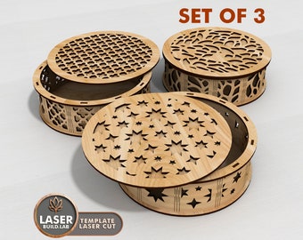 Round Box Laser Cut File and Box Vector File, Laser Cut Box Rounded and Gift Box Laser File, Boxes Glowforge Template or Cnc Files | #104