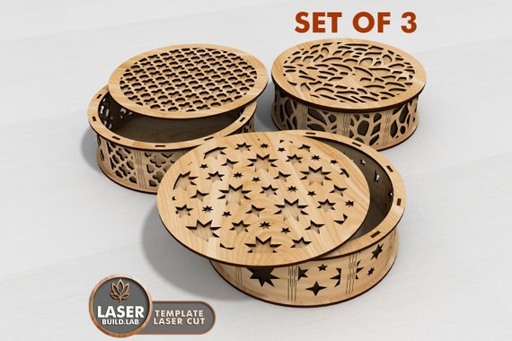 Round Box Laser Cut File and Box Vector File, Laser Cut Box Rounded and Gift Box Laser File, Boxes Glowforge Template or Cnc Files | #104