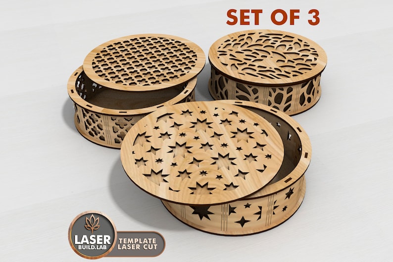 Round Box Laser Cut File and Box Vector File, Laser Cut Box Rounded and Gift Box Laser File, Boxes Glowforge Template or Cnc Files