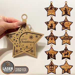 Arquivo Laser para Enfeites de Natal, Glowforge de Natal, Bauble de Natal Svg Laser Dxf para Plasma, Design de Corte a Laser, Decoração de Natal | #148