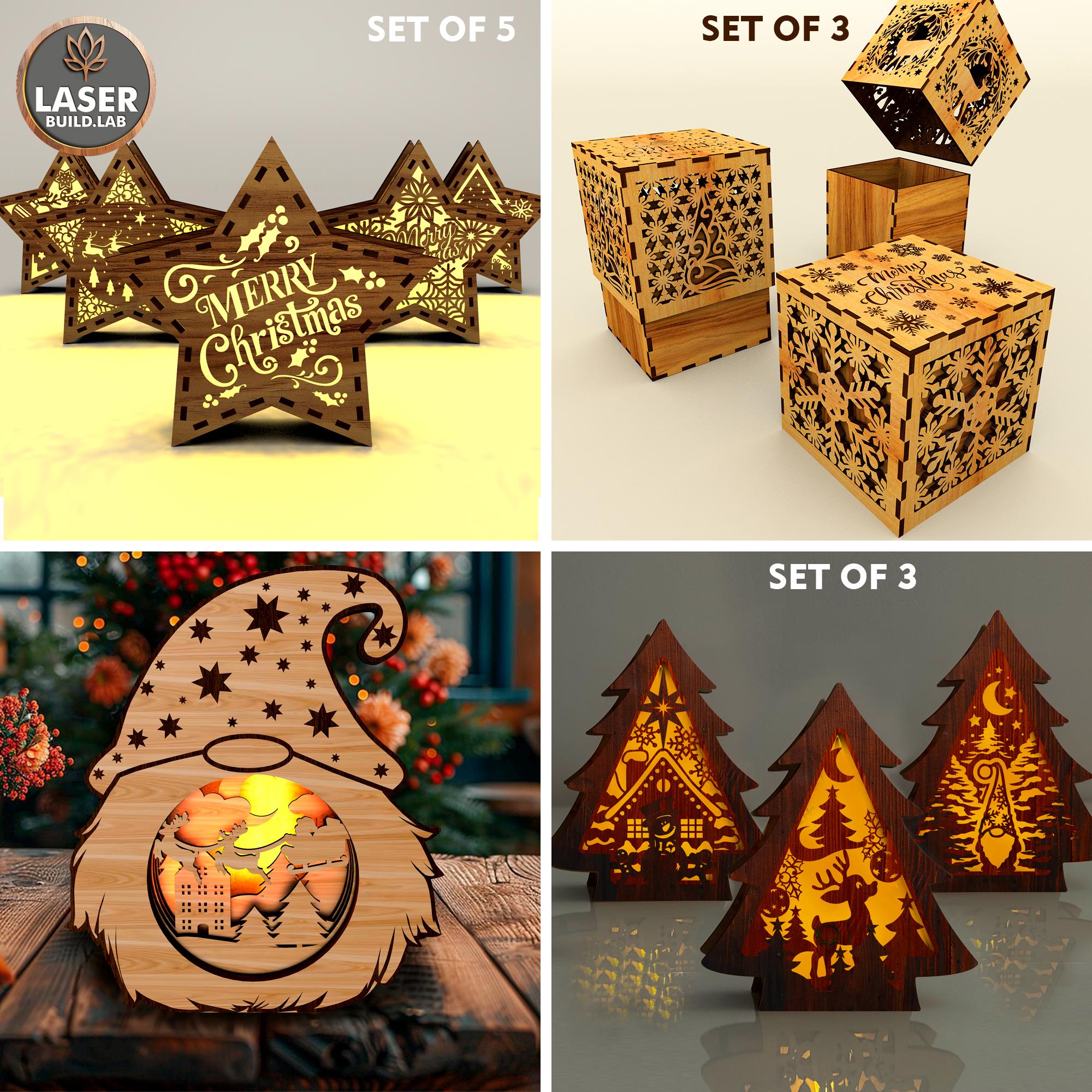 BIG SALE Christmas Laser Cut Files Svg for New Year Decorations, Dxf ...