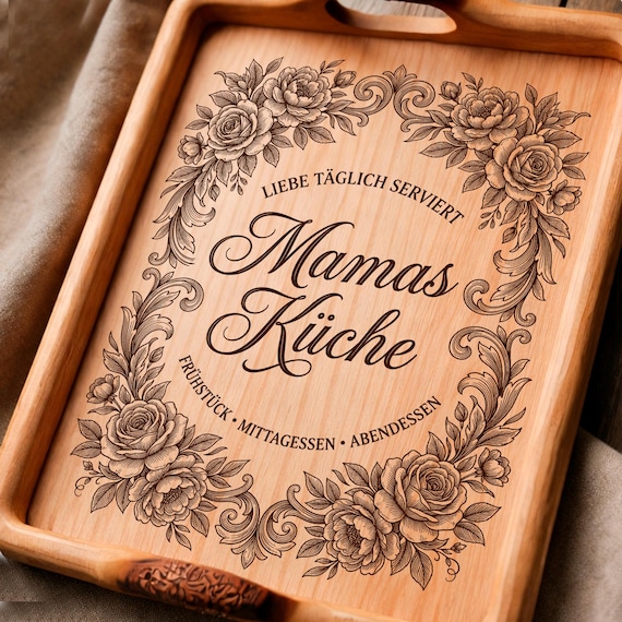 Mamas Küche Schneidebrett SVG, Muttertag Gravur Datei, Geschenk für Mama | #3012