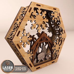 File laser scena della natività di Natale, file di taglio laser di Natale, file CNC scena della natività, file di taglio laser di Natale 3D SVG Religioso / #146