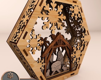 Fichier laser pour crèche de Noël, Fichier de découpe laser de Noël, Fichier cnc de crèche de Noël, Fichier de découpe laser de Noël 3D Svg Religieux | #146
