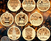 Laser Svg Christmas Ornaments Laser Files, Christmas Glowforge, Christmas Ornaments SVG, Laser Cutting Xmas Decoration for Tree | #150