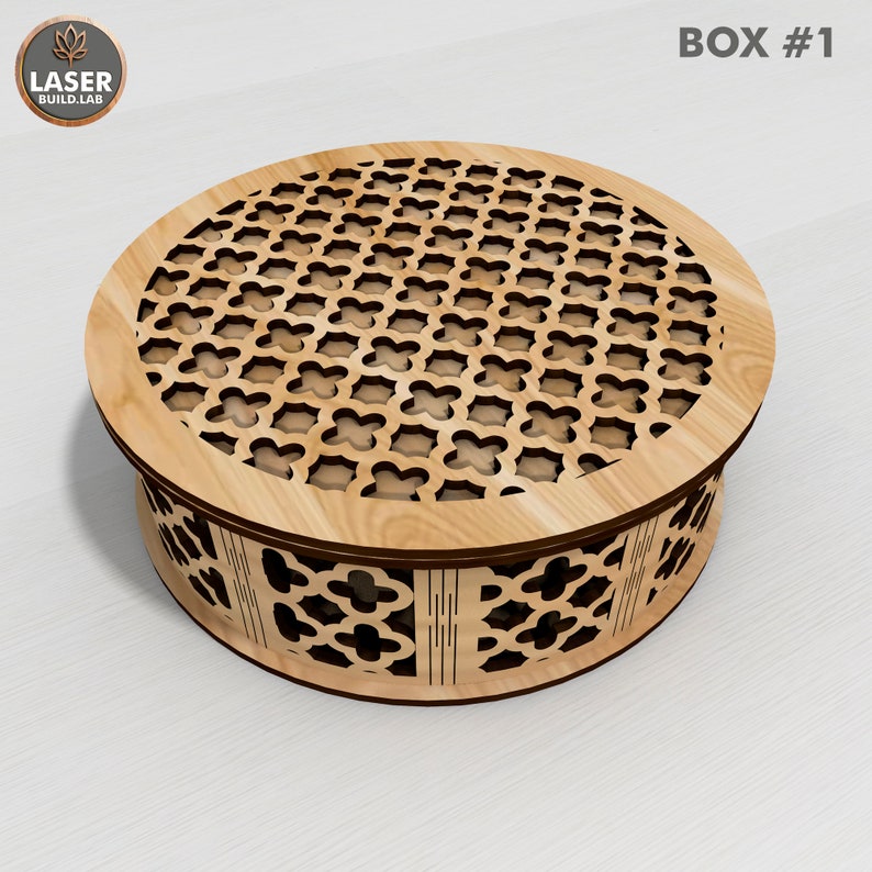 Round Box Laser Cut File and Box Vector File, Laser Cut Box Rounded and Gift Box Laser File, Boxes Glowforge Template or Cnc Files