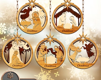 Christmas Ornaments Laser Cut Files, Christmas Bundle Svg Laser, New Year Laser Cut, Ornament Laser File Glowforge, Cnc Files | #141