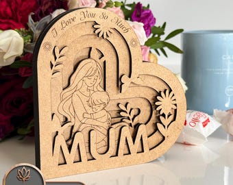 Mother's Day Laser Cut File Glowforge Template, 3D Svg Mom Laser File, Mum Dxf File and Mothers Day Cutting File, Mother's Day Crafts | #174