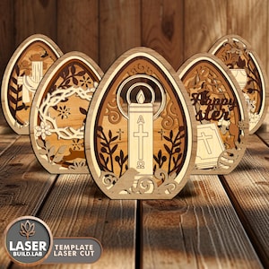 Religion Osterei Laser Cut Dateien, Ostern Schicht-Svg-Dekoration, Ei Glowforge Xtool Lightburn Vorlage, Laser geschnitten Osterdekor | #176