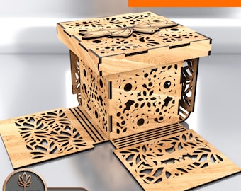 GIFT BOX Laser Files, Laser Svg Box Wood & Gift Idea Laser File, Birthday Laser Cut File and Dad Gift, Son Daughter Mother Gift | #197