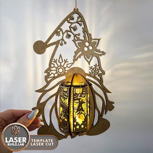 Lampe Weihnachtszwerg Laser Cut Files, Weihnachtsglowforge Kerzenhalter, Weihnachtssvg Laser, Light Box Laser File 3D Laser Files Dxf | #159