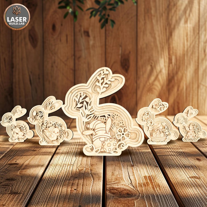 Rabbit Easter Laser Cut File Layered Svg File, Laser Svg Easter Bunny ...