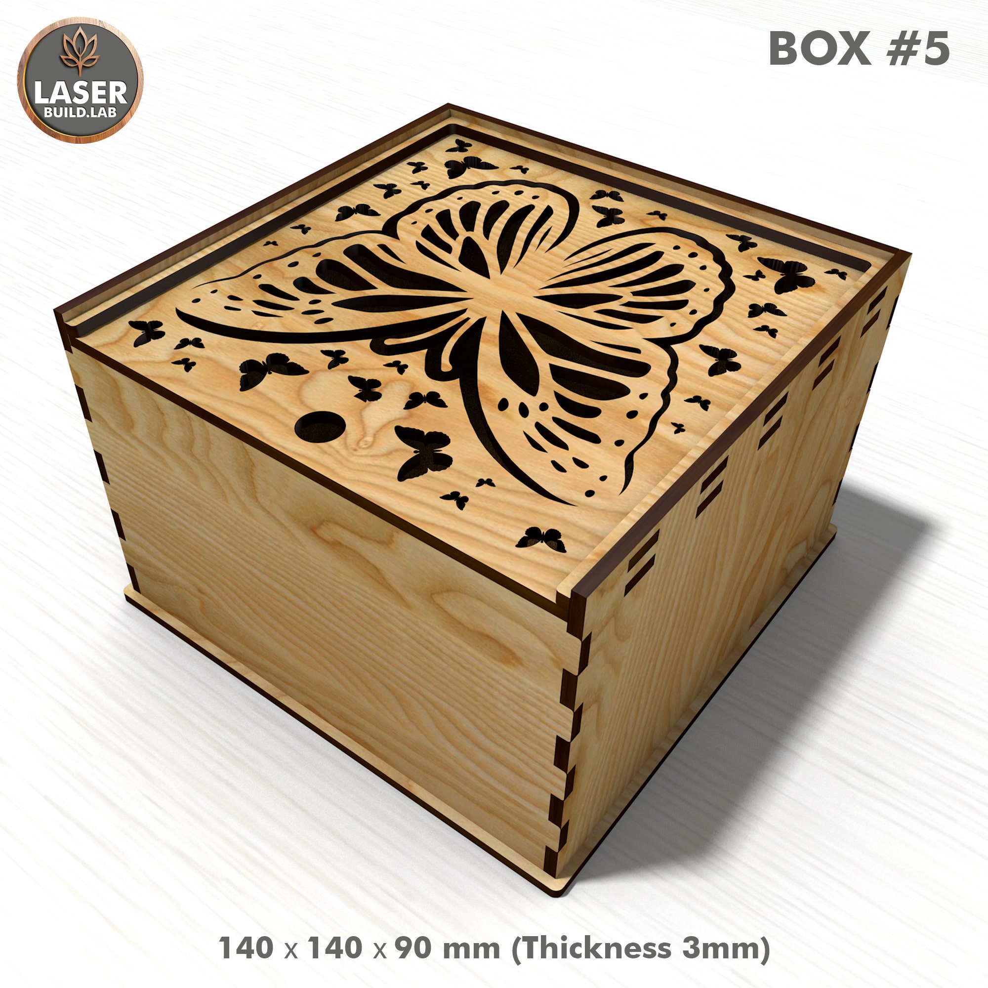 Set 15 laser cut file box with lid svg for laser laser cut wood box