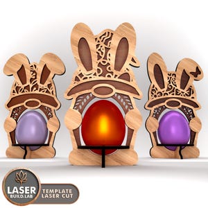 File tagliati al laser Porta uova di Pasqua, file laser SVG di Pasqua, file laser DXF di Pasqua, file laser coniglio, Bunny Glowforge, taglierina laser 3D / #175
