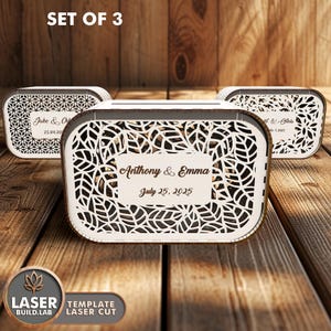 File di taglio laser per scatola per biglietti di nozze in formato DXF, scatola per matrimonio tagliata al laser, file di taglio laser per matrimonio in formato SVG, cassetta delle lettere tagliata al laser, scatola regalo incisa / #135