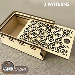 Scatola di taglio laser Svg con coperchio scorrevole e scatola di scorrimento Svg, file di taglio laser Dxf Glowforge e scatole di file di taglio laser, scatola di taglio laser vettoriale / #109
