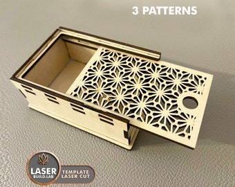Svg Laser Cut Box with Slide Lid and Slide Box Svg, Dxf Laser Cut File Glowforge and Lasercut Files Boxes, Laser Cutting Box Vector | #109
