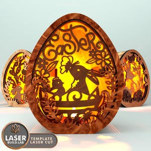 イースター キャンドル ホルダー 3D レーザー ファイル SVG レーザー カッティング用、イースター エッグ ランタン Glowforge、イースター デコレーション レーザー SVG、イースター エッグ SVG レーザー | #179