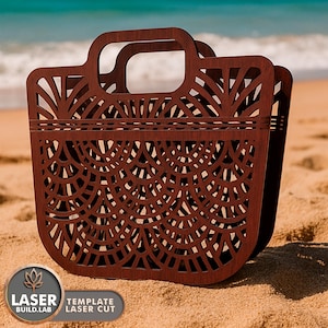 Archivos cortados con láser para bolsa de playa SVG 3D - Archivos Glowforge - Corte láser / #199