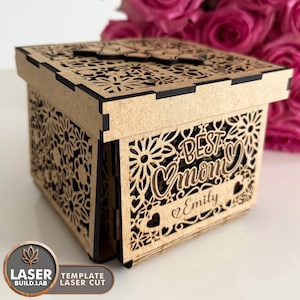 Geschenkbox Muttertag Laser Cut Datei, Mama Laserdateien und Mama Laserschnitt Vorlage, Muttertag svg Laser Box, Glowforge Mutter | #191