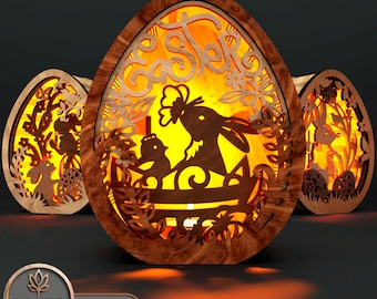 Egg Candle Holder Laser Cutter Template, Easter Laser Cutting Files, Lantern Laser CZt File, Svg Light Box Lightburn, Lasercut Craft | #179