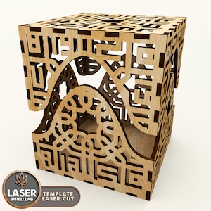 Creatieve lasergesneden doos met deksel Svg en laserdoos Svg, geschenkdoos Lasergesneden doosbestand voor Lightburn, Glowforge decoratieve houten kist | #122