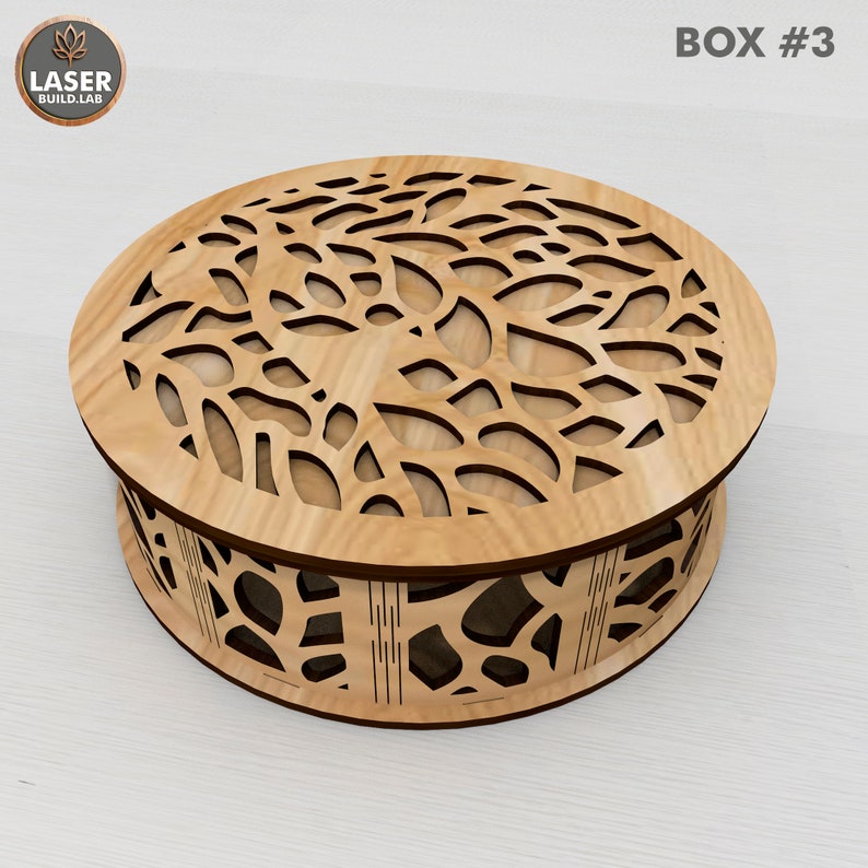 Round Box Laser Cut File and Box Vector File, Laser Cut Box Rounded and Gift Box Laser File, Boxes Glowforge Template or Cnc Files