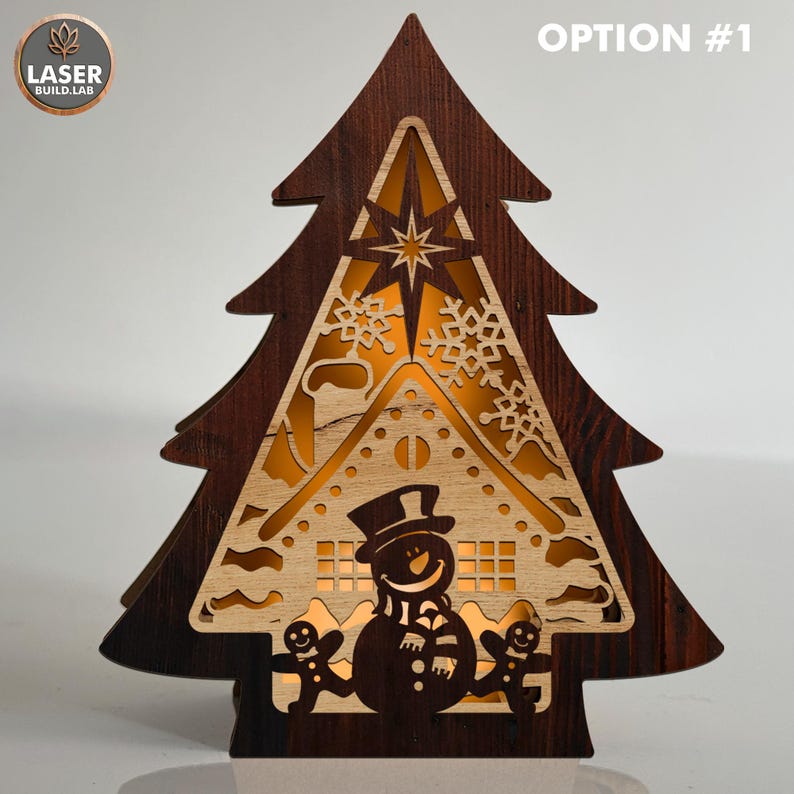 Christmas Candle Holder Laser Cut Files Dxf, Christmas Tree Lantern