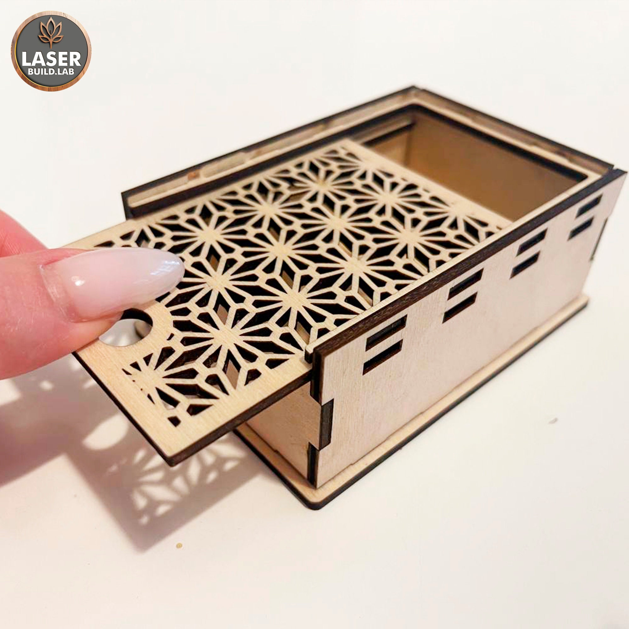 Svg Laser Cut Box With Slide Lid and Slide Box Svg, Dxf Laser Cut File ...
