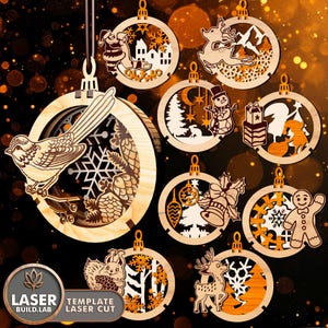 Décorations de Noël, fichiers Svg découpés au laser Décorations de Noël, fichiers Dxf de Noël pour plasma, Noël Glowforge Svg, Noël découpé au laser | #149
