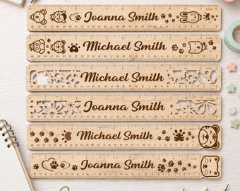 Custom Name Ruler SVG Bundle, Personalized Wooden Ruler Laser Cut Files for Glowforge xTool LightBurn | #228