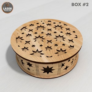 Round Box Laser Cut File and Box Vector File, Laser Cut Box Rounded and Gift Box Laser File, Boxes Glowforge Template or Cnc Files