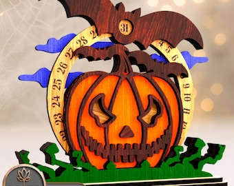 Days Until Halloween Laser Cut File Svg Calendar Halloween Countdown Dxf Glowforge Cnc | #210