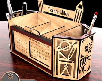Organizer Box Laser Cut Files Svg File Glowforge, Pencil Holder Laser cut & Pencil Holder Svg, School Laser Cut Pen Holder Laser | #187
