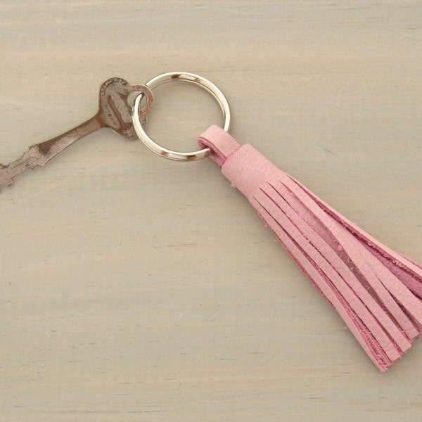 Pink Leather Tassel, Pink Tassel Keychain, Pink Tassel Key Ring, Pink Tassel Key Fob, Preppy Pink Tassel, Pink Preppy Key Fob, Pink Key Ring