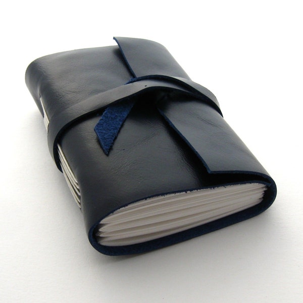 Handmade Blue Leather Journal and Sketchbook, The Small Traveler