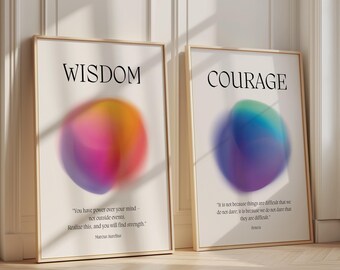 Marcus Aurelius Seneca Quotes Wall Art Set Of Two Stoic Wisdom Courage Printable Poster 2 Philosophy Modern Home Decor Aura Gallery Print