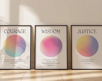 Wisdom Courage Justice Stoic Wall Art Gallery Set Of Three Marcus Aurelius Poster Seneca 3 Philosophy Modern Home Decor Aura Stoicism Print