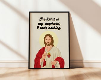 De heer is mijn herder, ik heb niets tekort Psalm 23 grafische religieuze muurkunst Instant Digitale Download Happy Jesus motivatie leuke kinderslaapkamer