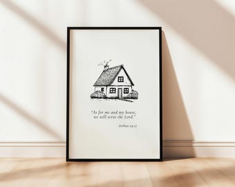 House Blessing Prayer Printable Poster | Joshua 24:15 | We Will Save The Lord | Bible Verse Home Decor | Christian Wall Art Minimalist Quote