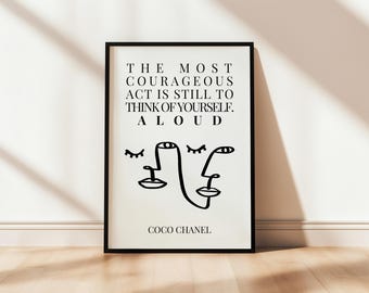 De moedigste daad | Coco Chanel citaat poster vrouwen empowerment muur kunst esthetiek feminisme motivatie digitale download print stijlvolle A4